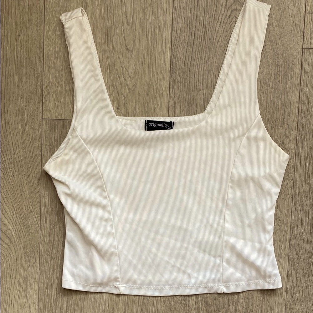 White Ribbed Women's  crop top